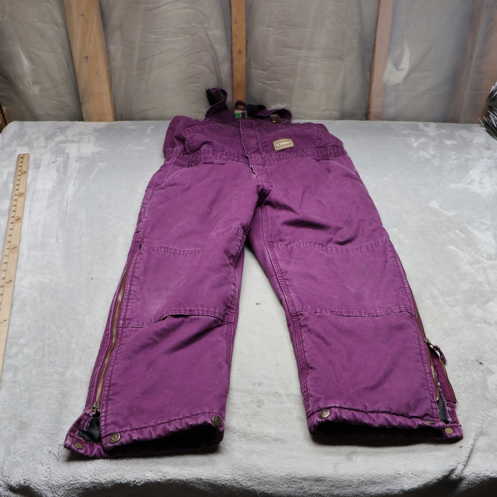 Schmidt Workwear Bib Overall Youth Large 14-16 Purple Canvas Duck Quilt Lined